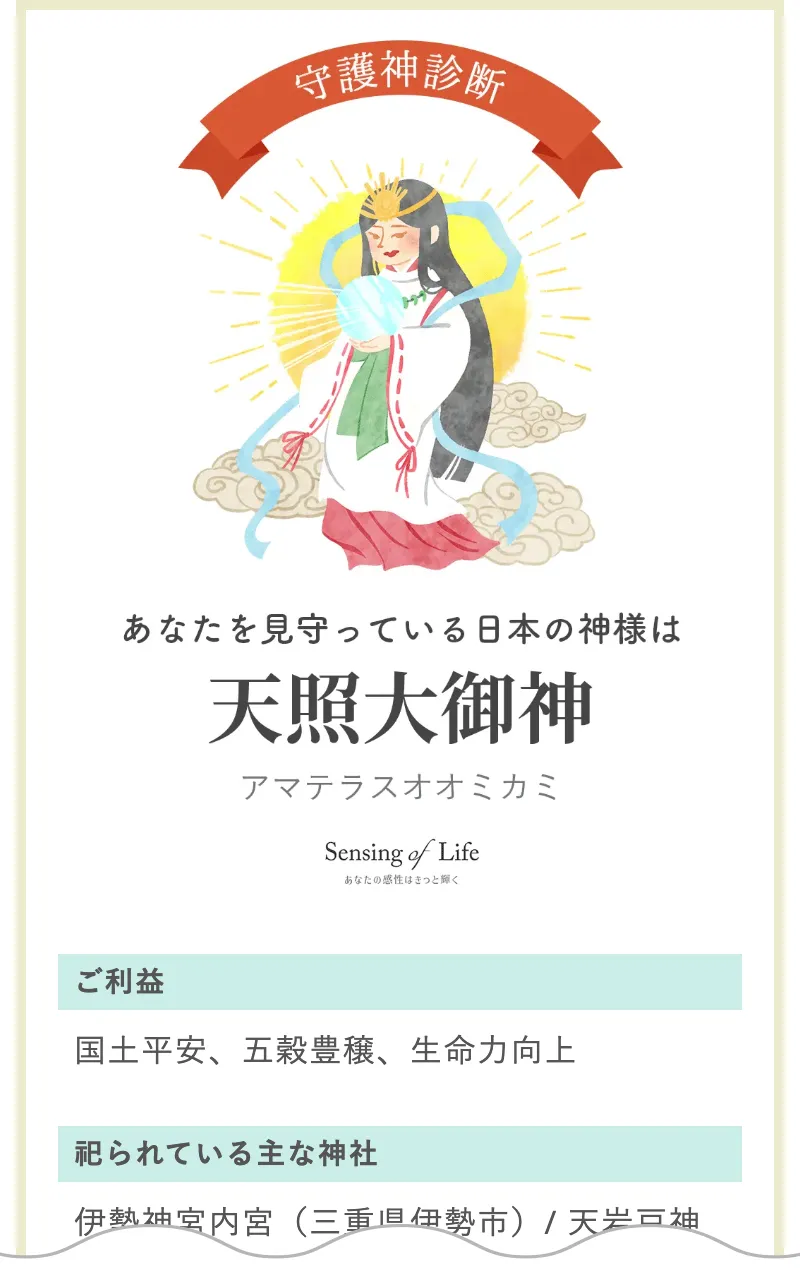 守護神診断 結果表示